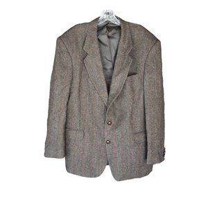 Men's Vintage Deansgate Brown Herringbone Luxury Blend Wool Sports Coat Size 43R